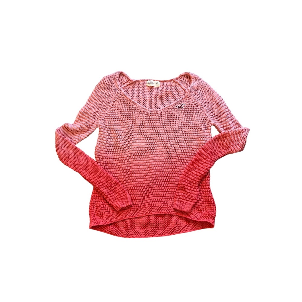 Hollister Pink Ombre Knit Sweater Women's XS – 100% Cotton Lightweight Pullover‎
